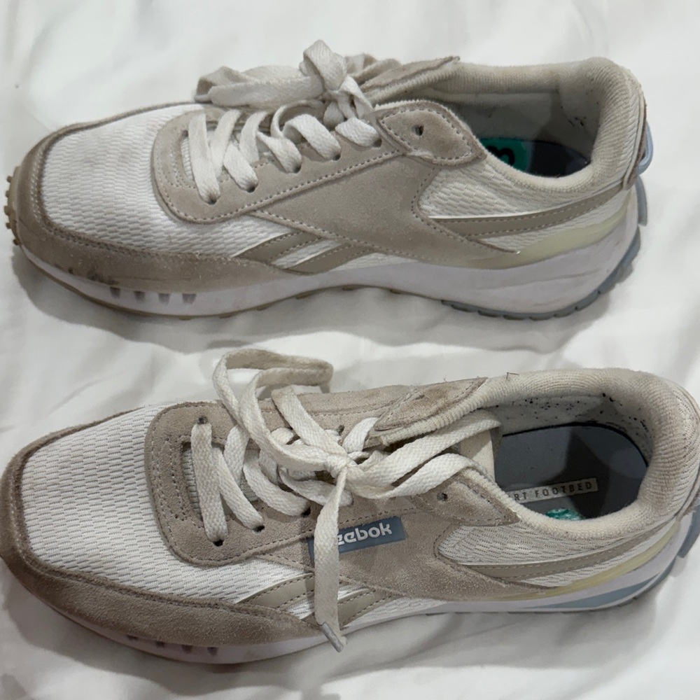 Reebok Off-White and Taupe Athletic Shoes